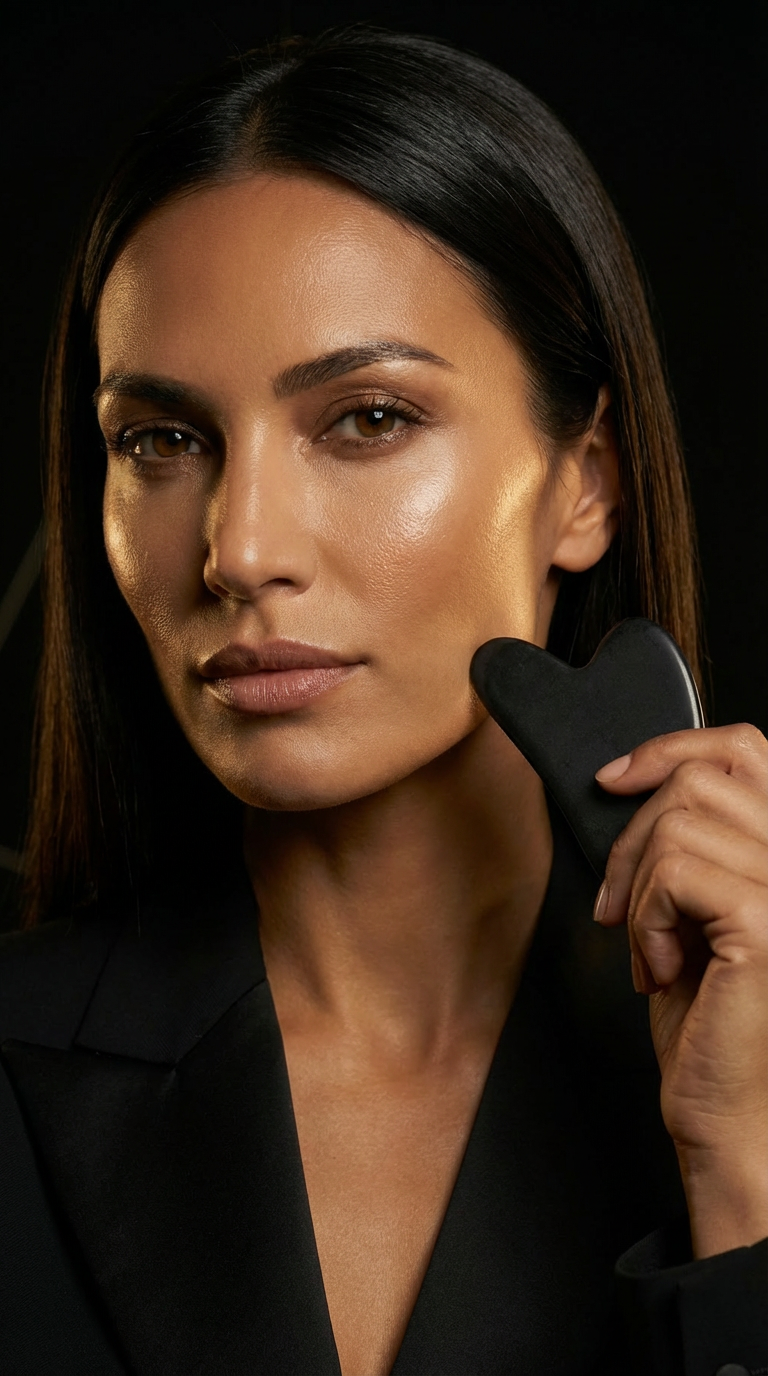 Black Gua Sha Facial Tool — Sculpt & Lift Massage Stone